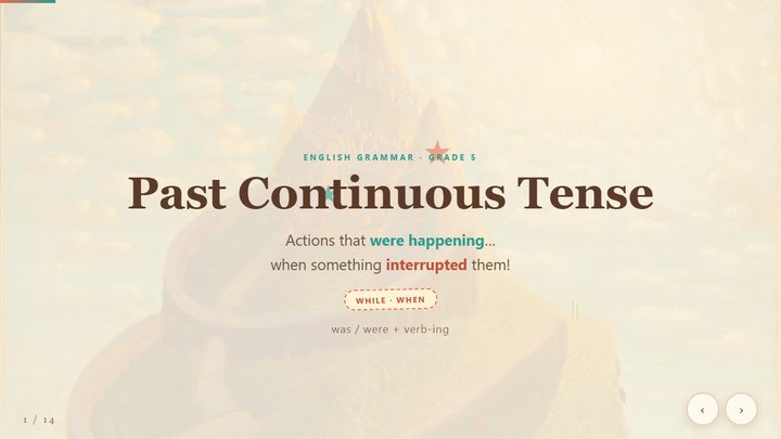 Past Continuous storybook slide